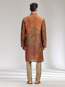 Brown Tissue Silk Embroidered & Printed Kurta Set
