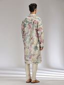 Purple Tissue Silk Embroidered & Printed Kurta Set