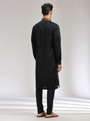 Black Tissue Silk Embroidered Kurta Set