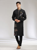 Black Tissue Silk Embroidered Kurta Set