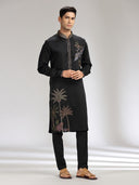 Black Tissue Silk Embroidered Kurta Set