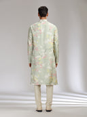 Pista Tussar Silk Embroidered Kurta Set