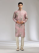 Onion Tussar Silk Embroidered Kurta Set