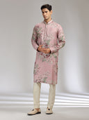 Onion Tussar Silk Embroidered Kurta Set