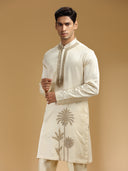 Graceful Fawn & White Embroidered Kurta Set