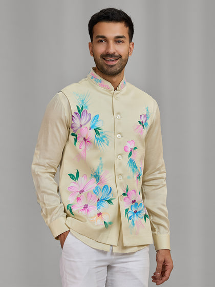 Men’s Fawn Linen Bandi Shirt in Regular Fit