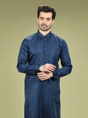 Cosmic Navy Blue Blended Silk Casual Kurta Set