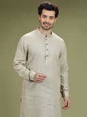 Natural Beige Casual Linen Kurta Set - KORANM