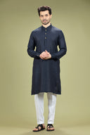 Cosmic Navy Casual Linen Kurta Set