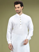 Pure White Casual Linen Kurta Set - KORANM