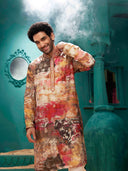 Mustard Multi colour Pixelated printed Kurta set