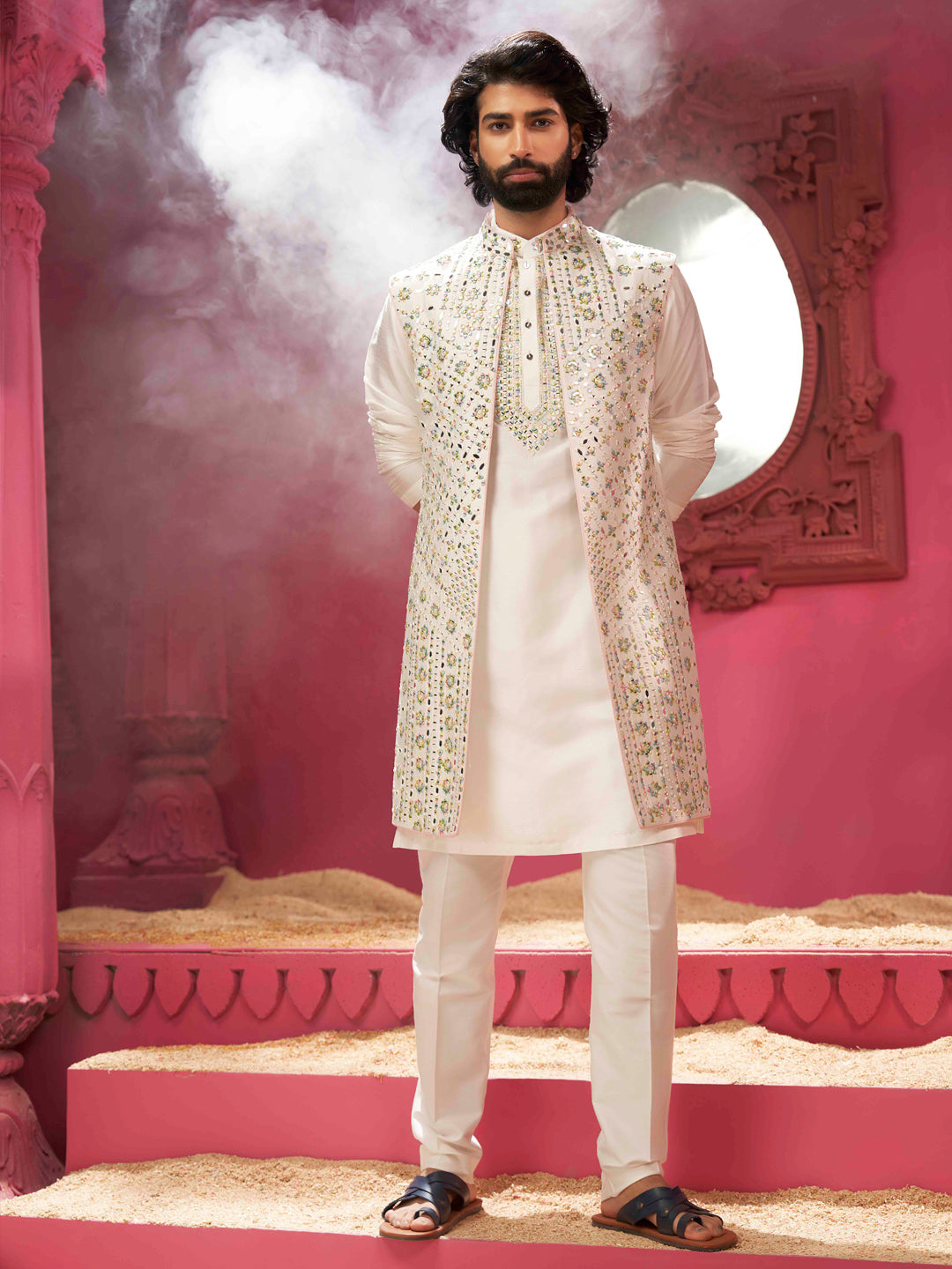 Buy Alika Long Bandi Kurta Set for Men KORANM - Main Image