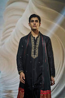 Black Silk Kurta and Dupatta Set with Highlight Embroidery
