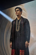 Black Silk Kurta and Dupatta Set with Highlight Embroidery