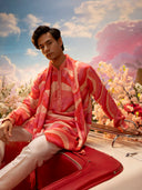 Multi-Color Linen Satin Embroidered & Printed Kurta Set with Dupatta – Carnival Collection