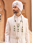 Embroidered Silk Wedding Sherwani For Groom