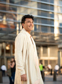 Beige Embroidered Kurta Set with Dupatta