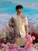 Natural Multicolour Embroidered Bandi Kurta Set