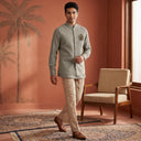 Light Pista Linen Bandi Shirt with Animal Design Embroidery - KORANM