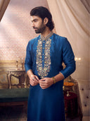 Elegant Rama Embroidered Kurta Set