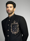 Black Embroidered Matka Silk Sherwani Set – Aditya Roy Kapur Collection