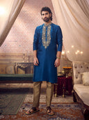 Elegant Rama Embroidered Kurta Set