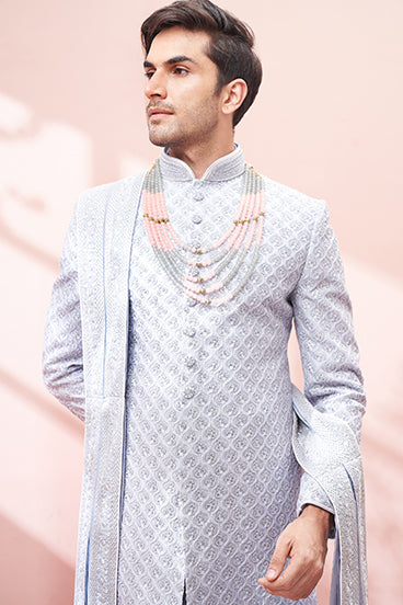 Grey color sherwani hotsell