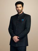 Black Matka Silk Jodhpuri Set – Aditya Roy Kapur Collection