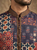 Wine Silk Kurta Set with White Aligarhi for Men – Embroidered Ethnic Wear - KORANM