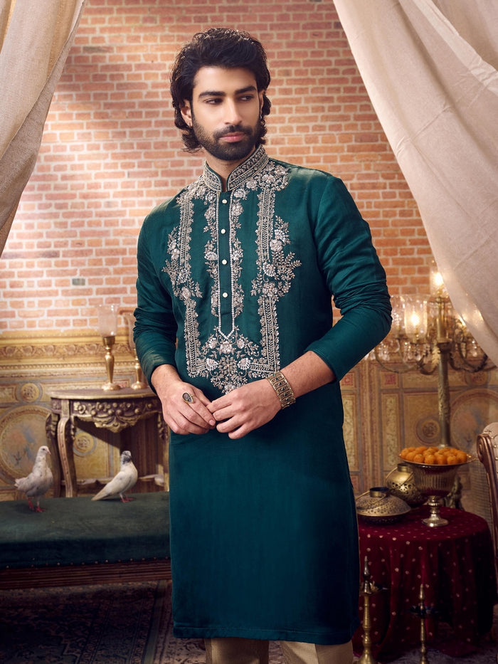 Elegant Green Embroidered Kurta Set