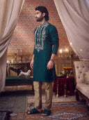 Elegant Green Embroidered Kurta Set
