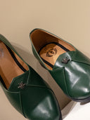 Olive Green Solid Leather Slip-On Loafers for Men