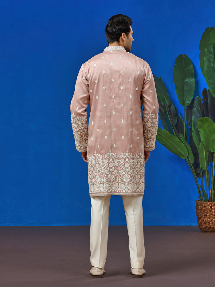 Onion Silk Kurta with Aligarhi Pant - KORANM