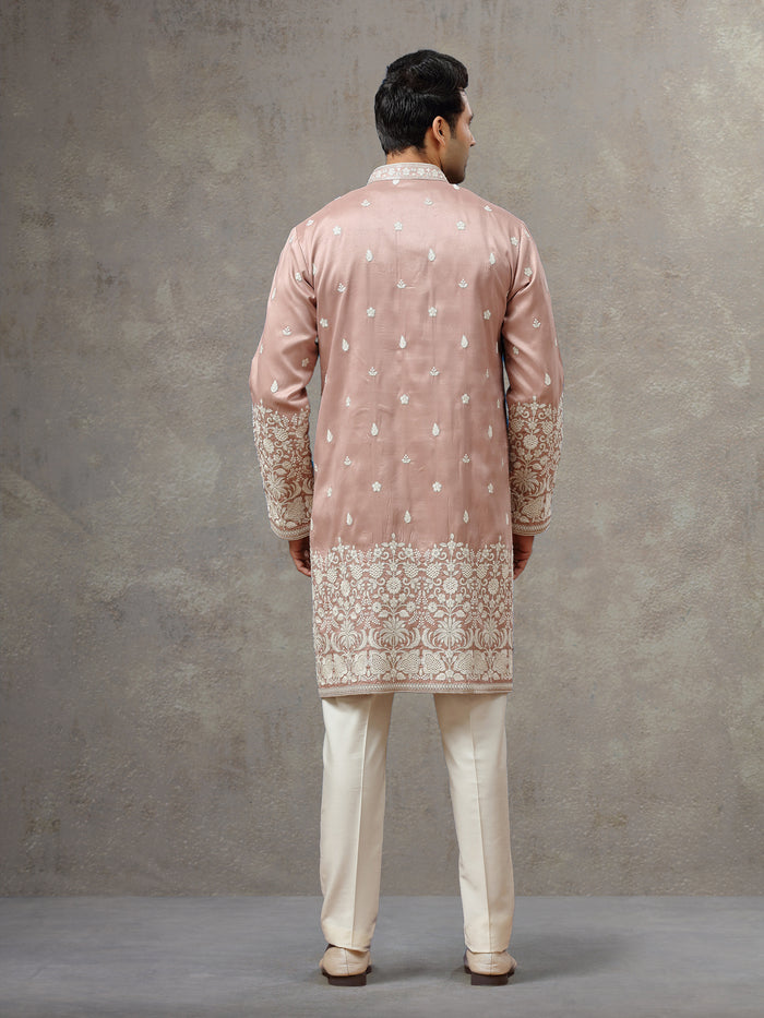 Onion Silk Kurta with Aligarhi Pant