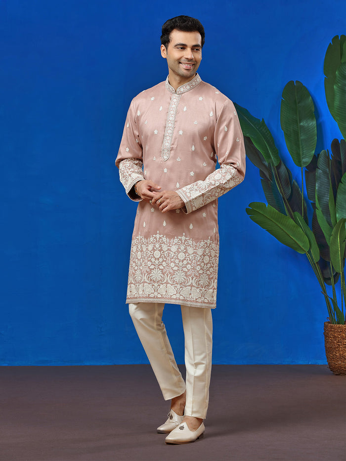 Onion Silk Kurta with Aligarhi Pant - KORANM