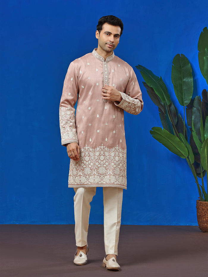 Onion Silk Kurta with Aligarhi Pant - KORANM