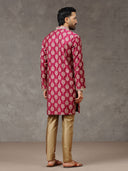Wine Silk Kurta with Aligarhi Pant