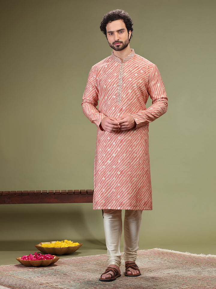 Onion Laherria print Kurta with Chudidar