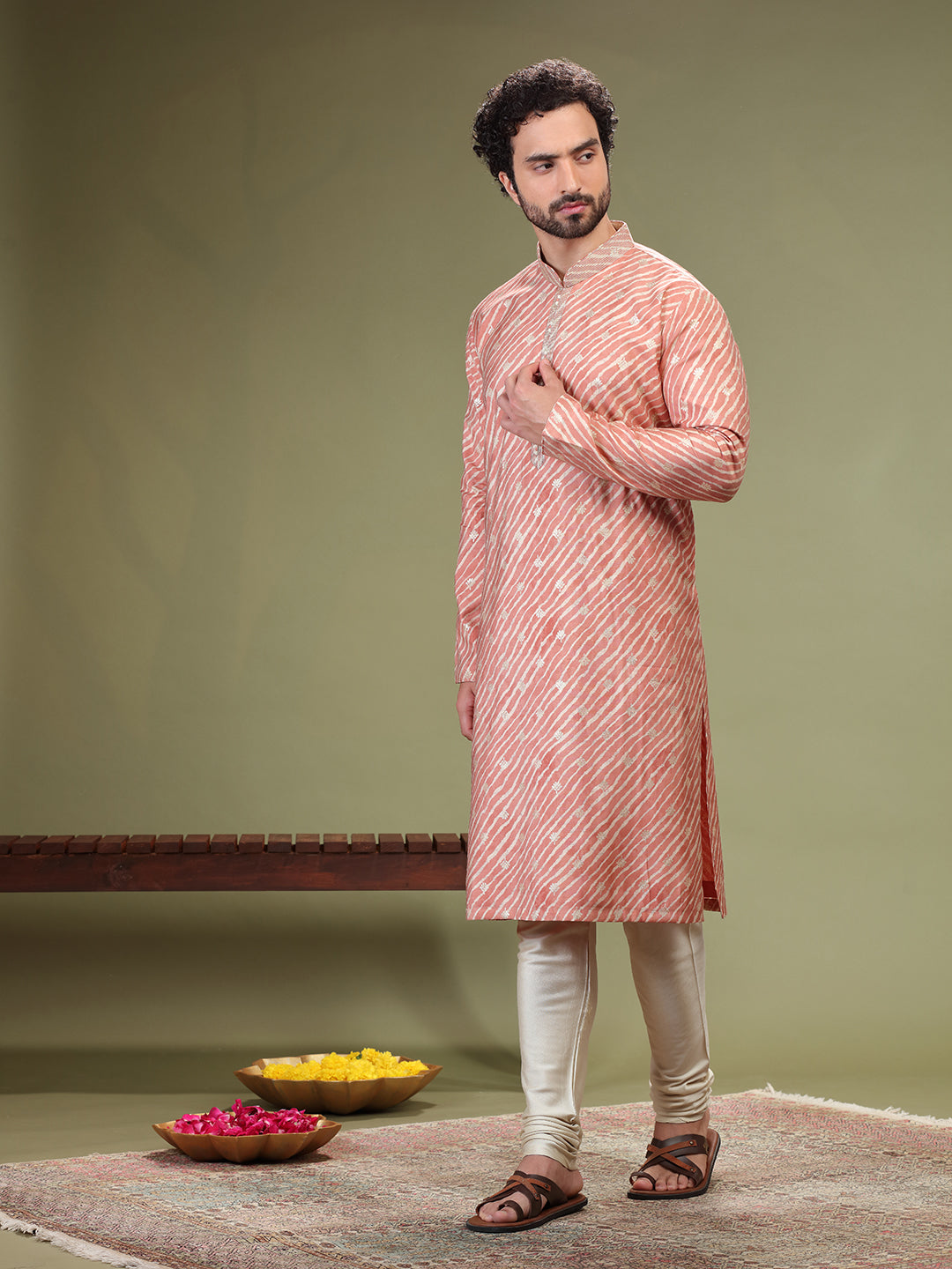 Onion Laherria print Kurta with Chudidar