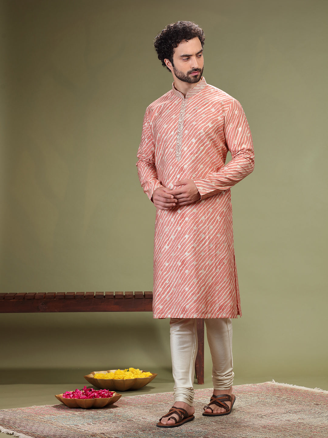 Onion Laherria print Kurta with Chudidar