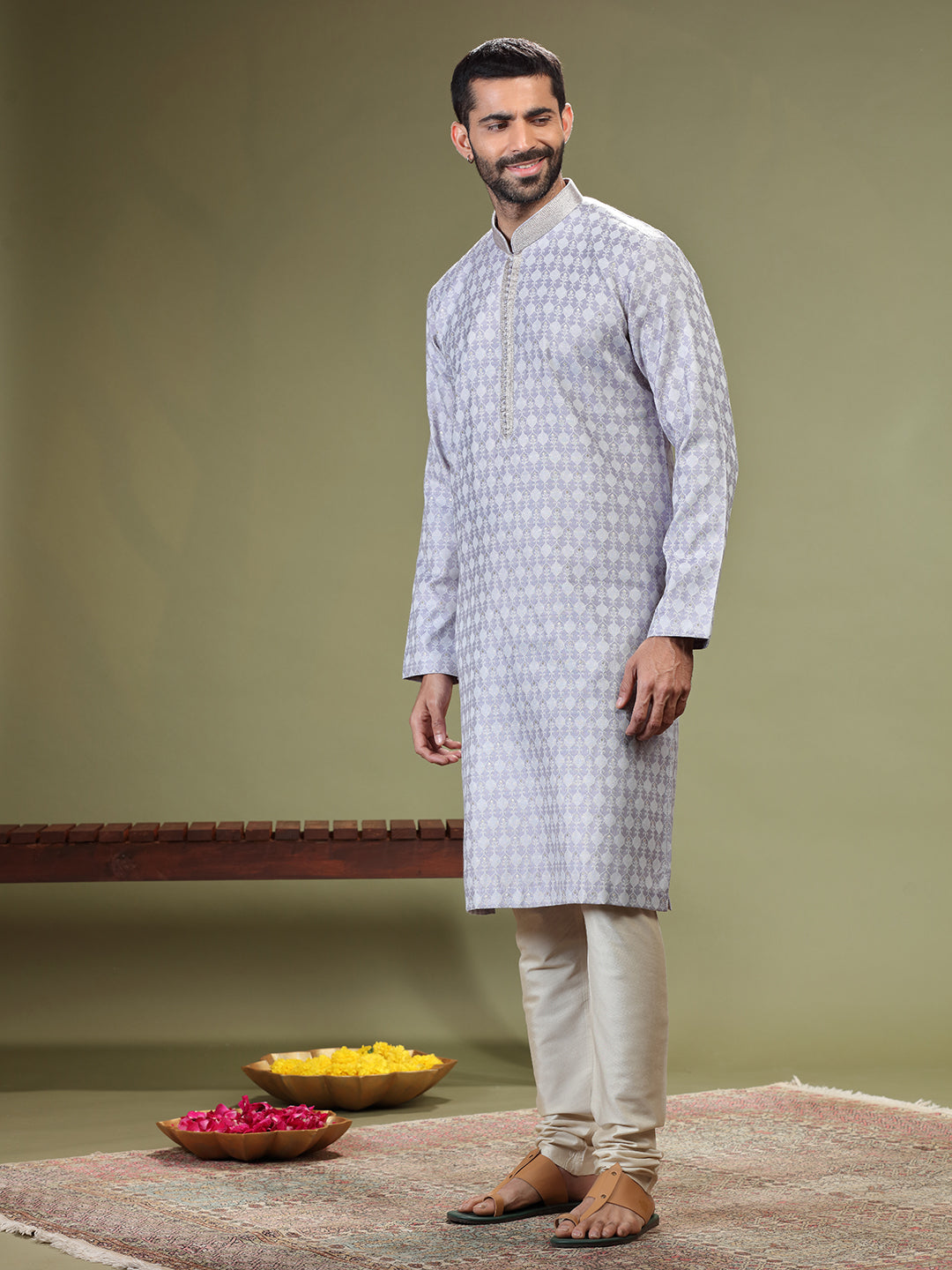 Kurta with jaquard fabric and Chudidar.