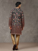 Black Embroidered Kurta with Aligarhi Pants