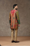 Green Textured Kurta with Aligarhi Pants