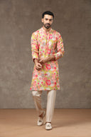 Mustard Silk Kurta with Aligarhi Pants