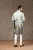 Grey Silk Kurta with Aligarhi Pants