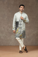 Grey Silk Kurta with Aligarhi Pants