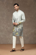 Grey Silk Kurta with Aligarhi Pants