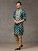 Rama Printed Kurta with Highlight Embroidery and Aligarhi Pants