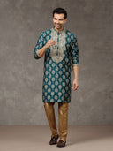 Rama Printed Kurta with Highlight Embroidery and Aligarhi Pants