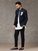 Navy Embroidered Indo-Western Set with Trouser